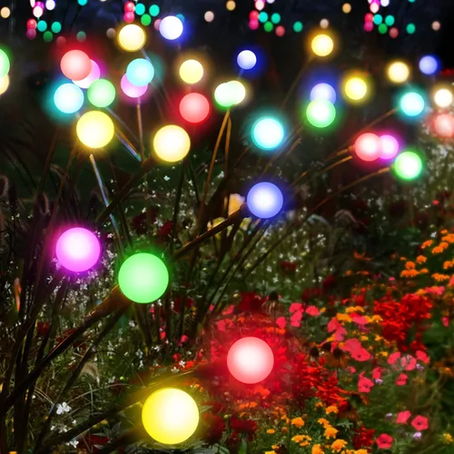 Luces solares para jardín, paquete de 4 unidades, 10 luces LED que cambian de color, luces decorativas para patio, pasarela, jardín, decoración de