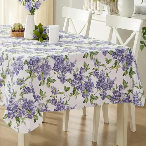 Lilac Fields - Mantel pesado de franela de vinilo calibre 4, diseño floral de lilas moradas para interiores y exteriores, picnic, cocina, comedor,