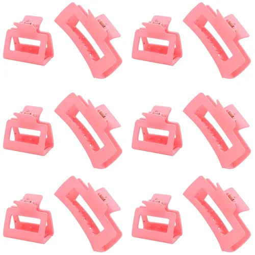 Miniatura 11 de Paquete de 12 pinzas para el cabello cuadradas coloridas y modernas, pinzas rectangulares neutrales grandes y grandes, antideslizantes, mate, Mezcla