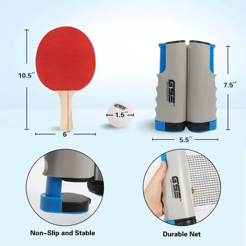 Miniatura 2 de GSE Games & Sports Expert - Red y postes de tenis de mesa retráctil Red de repuesto ajustable de Ping Pong (4 colores) Adjustable Juego de tenis