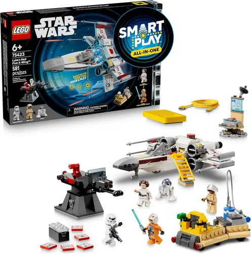 LEGO Star Wars SMART Play: Luke's Red Five X-Wing - Juguete interactivo de construcción todo en uno - Reacciona a cómo te mueves y juegas con un
