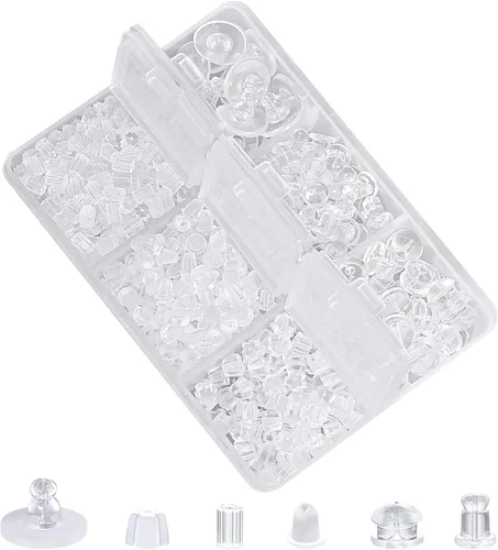 Miniatura 8 de Parte trasera de silicona para aretes, almohadillas suaves y transparentes de seguridad para los oídos, topes de embrague, repuesto para anzuelos