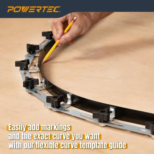 Miniatura 6 de POWERTEC Regla de plantilla de curva flexible de 37 pulgadas, curva de madera, tira de perfiles de carpintería, herramienta de plantilla de acero