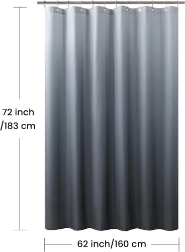 Miniatura 116 de Cortinas de Ducha Negras, Cortinas de Ducha de Poliéster Impermeable con Rayas Horizontales Degradadas en Blanco y Negro Modernas para Baño, 72x72