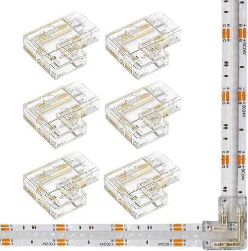 Miniatura 9 de MJJC 6 conectores de esquina de luz LED COB de 2 pines de 0.394 in, en forma de L, tira de 90 grados para tira de conectores rápidos sin soldadura