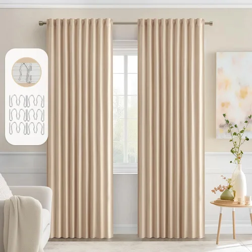 Miniatura 60 de MIULEE Cortinas opacas con pestaña trasera de 63 pulgadas de largo, juego de 2 paneles para sala de estar, dormitorio, privacidad, bolsillo