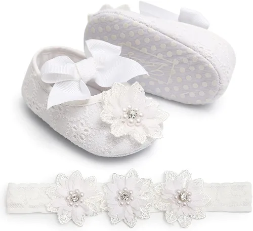 Miniatura 5 de QWZban Zapatos deportivos de princesa con suela suave y lazo para bebé y niña, zapatos planos Mary Jane, para recién nacidos, ligeros, para bebés