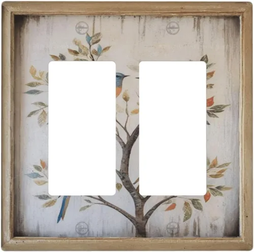 Miniatura 20 de BirdArt - Cubierta decorativa para interruptor de luz de 1 cuadrilla, placa de pared dúplex individual, placa frontal eléctrica para decoración