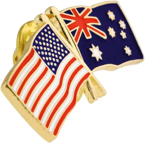 Miniatura 82 de PinMart Pin de solapa esmaltado con bandera de la amistad cruzada de Estados Unidos y el mundo