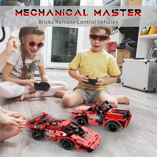 Miniatura 4 de GMAOPHY Juguetes de construcción STEM para niños de 5, 6, 7, 8, 9, 10, 11, 12 años, kits de ingeniería de auto de carreras de control remoto 2 en 1