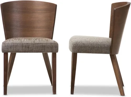 Miniatura 3 de Baxton Studio Silla de comedor moderna de madera de gorrión, marrón, juego de 2, 20.62 pulgadas de largo x 22 pulgadas de ancho x 31.25 pulgadas