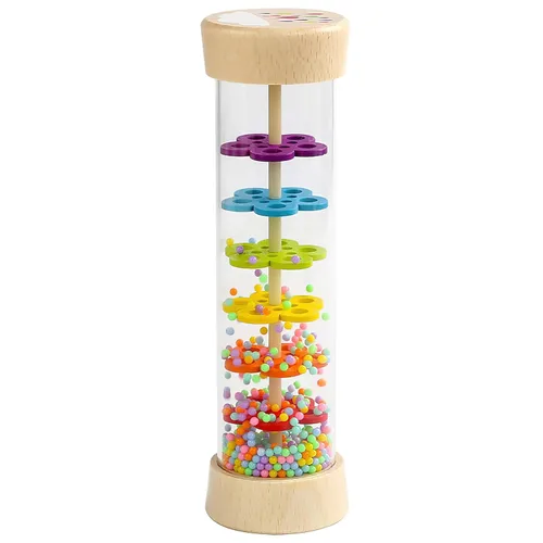WODI - Palo de lluvia de madera, juguetes Montessori para bebés de 6 a 12 meses, juguete sensorial de desarrollo sensorial, gotas de lluvia,