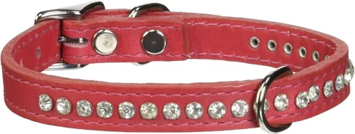 Miniatura 18 de Collar de perro de cuero y cristales de OmniPet Signature, cuero de grano de violeta africana de avestruz, se ajusta a un tamaño de cuello de 6"-8