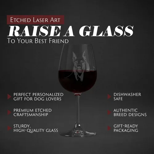 Miniatura 3 de Copa de vino de 12.75 onzas con diseño de perro grabado , D