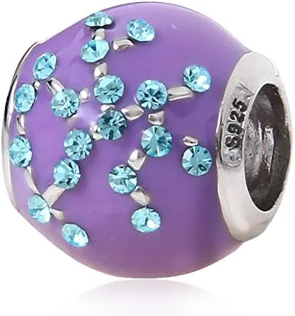 Miniatura 2 de Abalorios esmaltados con signos del zodiaco, auténticos dijes de plata de ley 925 para pulseras