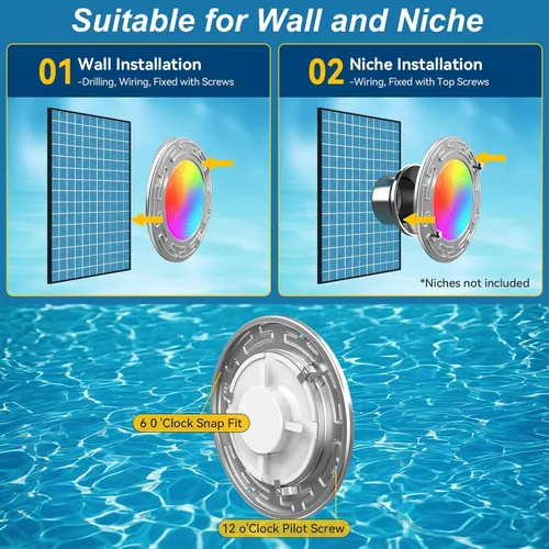 Miniatura 6 de Luces de piscina LED WiFi Spa de 60 pies y 6 pulgadas para piscina enterrada con triple control (control remoto/aplicación/controlador), luz