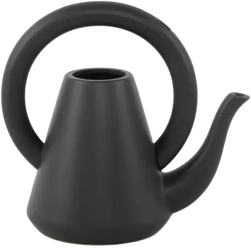 Miniatura 2 de Flora Bunda Regadera de cerámica negra mate de 10 pulgadas para decoración interior casera