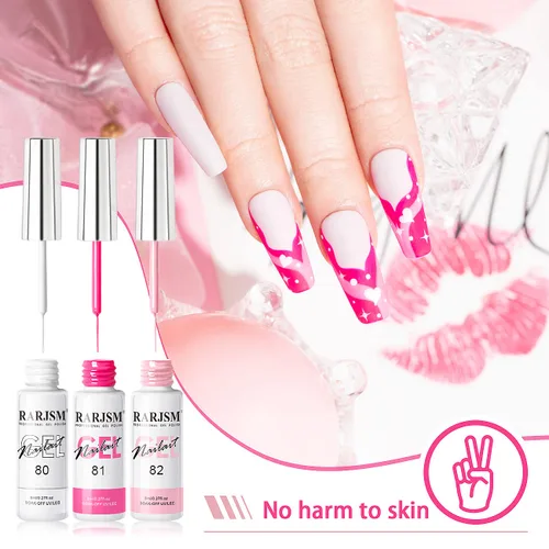 Miniatura 3 de RARJSM Juego de 6 esmaltes de gel para arte de uñas, color popular, negro, blanco, rosa, rojo, brillantina, plata, oro, curado, requiere remojar