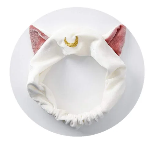 Miniatura 2 de Ziper Lindo gato Usagi Luna Cosmético Diadema de ducha Diadema (blanco)
