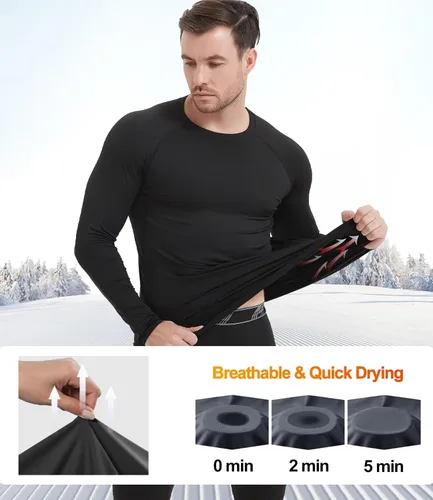 Miniatura 3 de HOPLYNN Paquete de 45 camisas de compresión térmica para hombre, manga larga, caza, correr, capa base, equipo para invierno y clima frío