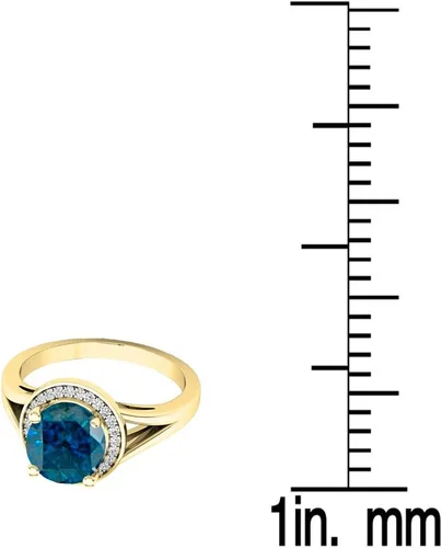 Miniatura 75 de Dazzlingrock Collection Anillo de compromiso redondo de 0.276 in con halo de diamante blanco y vástago dividido para ella en oro macizo de 14