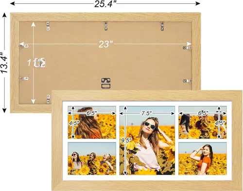 Miniatura 852 de Marcos de Fotos Collage de 13.5X15.5 con 7 Aberturas para Fotos de 4X6, Marco de Fotos Múltiples con Paspartú para Decoración de Pared, Grano