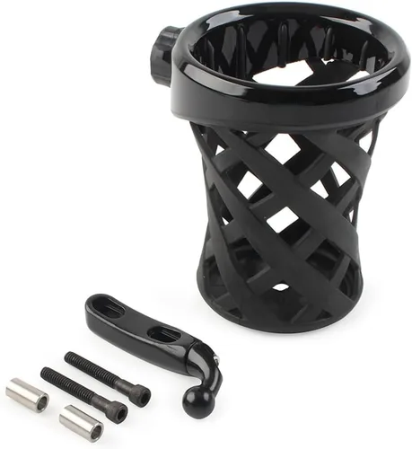 Zhisheng Accesorio para manillar de motocicleta: cesta más larga para bebidas/portavasos para embrague/soporte de percha de freno para Harley, negro