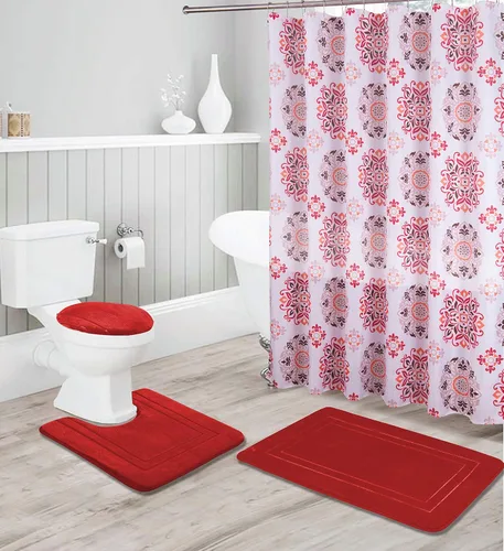 Miniatura 7 de Kids Zone Home Linen - Juego de accesorios de baño de 16 piezas: tapete de ducha antideslizante, tapete de pie de sanitario antideslizante, tapa