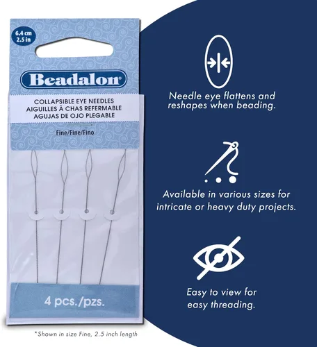 Miniatura 3 de Beadalon - Agujas plegables para ojos, paquete variado, finas de 0.012 in / 0.012 pulgadas, medianas, 0.014 in / .014 pulgadas, pesadas 0.51 / .020