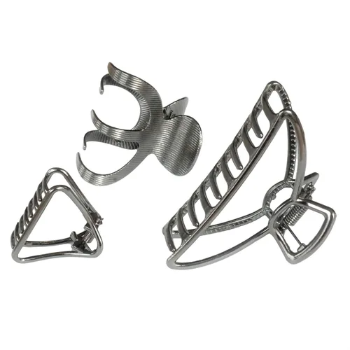 Miniatura 8 de Sensory4u Paquete variado de pinzas de metal para el cabello (gris)