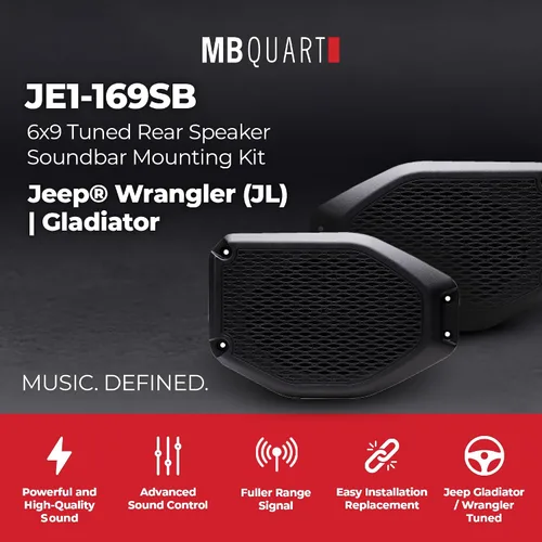 Miniatura 2 de MB Quart JE1-169SB Kit de montaje de barra de sonido de altavoz trasero hecho para Jeep Wrangler (JL) y Jeep Gladiator (JT), paquete de audio