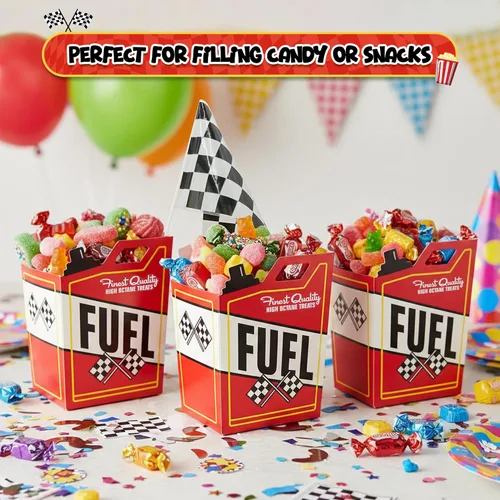 Miniatura 5 de 24 cajas de palomitas de maíz para autos de carreras con 24 banderas a cuadros, bandera de carreras en blanco y negro de 6 x 4 pulgadas (sirve 24)