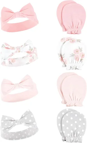 Miniatura 160 de Hudson Baby Conjunto de diadema de algodón y manoplas para rascar para bebé