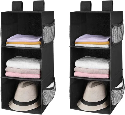 Miniatura 9 de MAX Houser Organizador colgante de armario de 3 niveles, estante colgante de armario con 2 ganchos resistentes para almacenamiento, paquete de 2