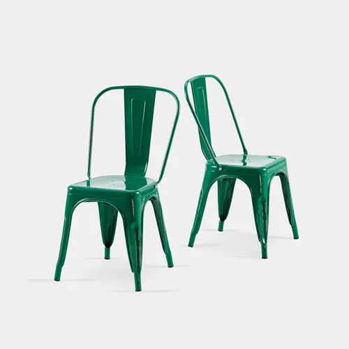 Miniatura 17 de AC Pacific Sillas de comedor de metal industrial de 18 pulgadas de altura, asiento apilable de cocina o bar, diseño moderno y duradero, muebles