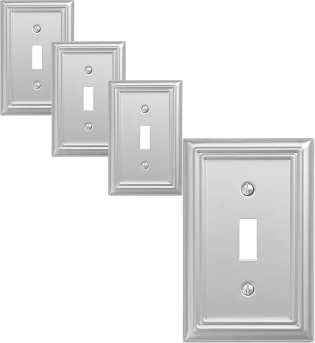 OKAWYC Adler - Placa de pared metálica para interruptor de luz de palanca individual, paquete de 4 unidades de níquel cepillado de 1 banda, cubierta
