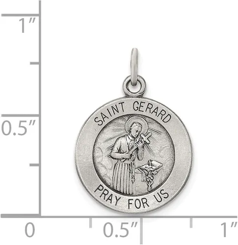 Miniatura 2 de JewelryWeb Colgante Medalla San Gerardo de Plata de Ley 16MM Encanto San Gerardo de Majella Medalla religiosa de San Gerardo, Metal Plata