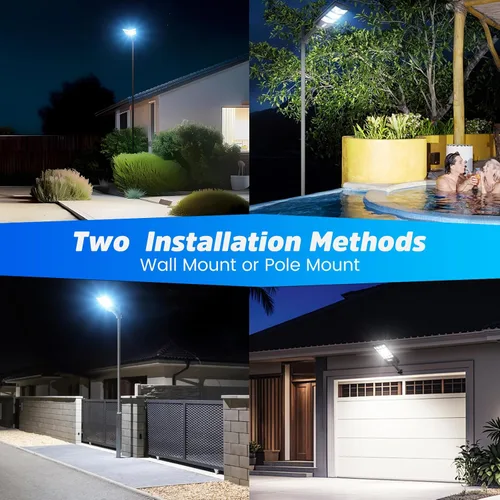 Miniatura 5 de JWT Paquete de 2 Luces de Calle Solares Impermeables para Exteriores - Luz de Inundación Alimentada por Energía Solar con Sensor de Movimiento