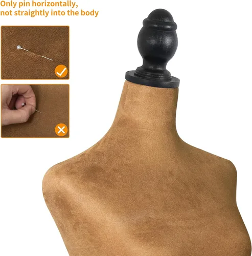 Miniatura 4 de Maniquí de ropa para mujer, forma de vestido de maniquí de 58 a 67 pulgadas de altura ajustable, soporte de trípode para cuerpo de maniquí marrón