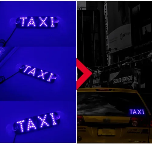 Miniatura 4 de Luz de señal de taxi botón de encendido/apagado USB, letrero LED brillante para taxi, colocación de ventana de ventosa para taxi automóvil (azul)