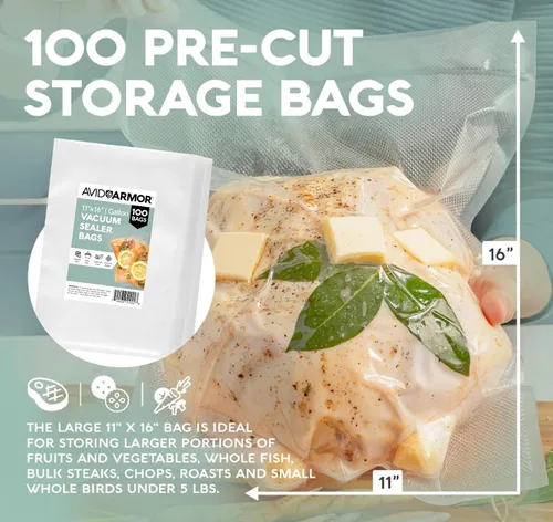 Miniatura 6 de Avid Armor bolsas comerciales para envasar al vacío, libres de BPA, ideales para Sous Vide. Paquete de 100 unidades., Transparente