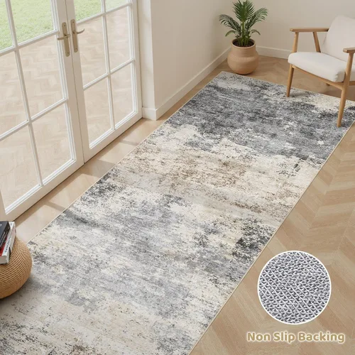Miniatura 136 de Alfombra de pasillo lavable para cocina: 3 x 10 pies, antideslizante, abstracto, suave, moderno, resistente a las manchas, para interiores, piso
