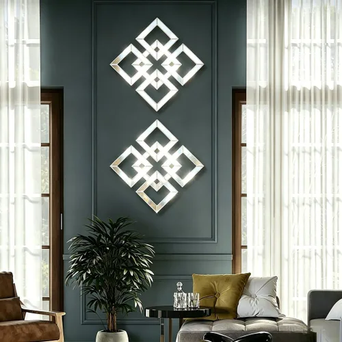 Miniatura 3 de QMDECOR Espejo plateado para decoración de pared de 16 x 16 pulgadas, espejo decorativo moderno de moda para montar en pared, diseño cuadrado