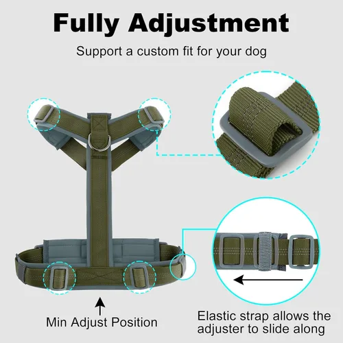 Miniatura 60 de Arnés para perro Plutus Pet sin tirón, arnés ajustable de nylon con acolchado suave, arnés para perro reflectante y resistente para perros pequeños