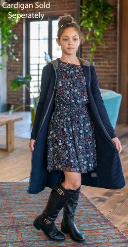 Miniatura 6 de Smukke - Vestido impreso floral de manga larga (con Opciones), talla 7-16 de EE. UU.