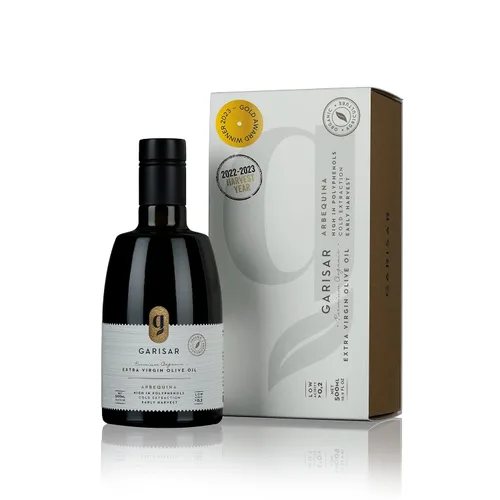 Miniatura 10 de Garisar Aceite de oliva virgen extra premium alto en polifenoles (>600 ppm), baja acidez (máximo 0.2%), ganador de la medalla de oro NYIOOC 2025
