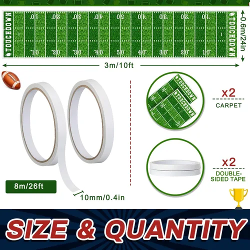 Miniatura 2 de Boao Suministros para fiestas de fútbol de 10 pies, para pasillos de campo, mantel de aterrizaje para el día del juego, suministros de letreros