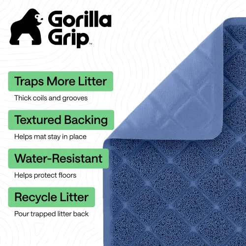 Miniatura 2 de GORILLA GRIP Tapete para caja de arena para gatos, resistente al agua, respaldo texturizado, fácil de limpiar, menos residuos y suelos limpios, 47 x