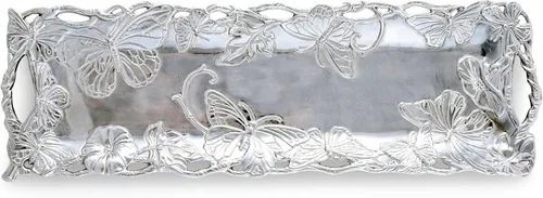 Miniatura 4 de Arthur Court Diseños de aluminio mariposa bandeja oblonga 18.5 pulgadas x 6 pulgadas