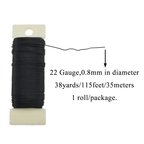 Miniatura 2 de HAHIYO Alambre Negro de Calibre 22 - 1 Rollo, 38 Yardas (115 Pies) Alambre Floral Flexible para Manualidades, Coronas de Navidad, Arreglos